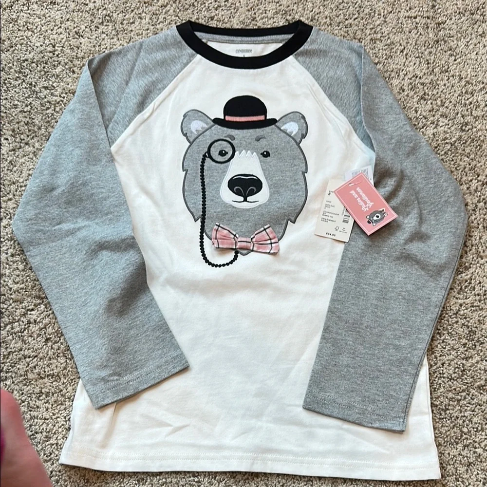 NWT Gymboree boys size 8 Gray Bear long sleeve shirt